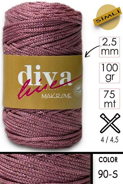 Diva İplik Diva Macrame Thread Glitter 90s Dried Rose