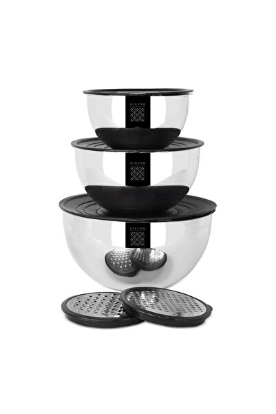 Serenk Modernist Rendeli Çelik Karıştırma ve Saklama Kabı Seti 16-20-24 cm
