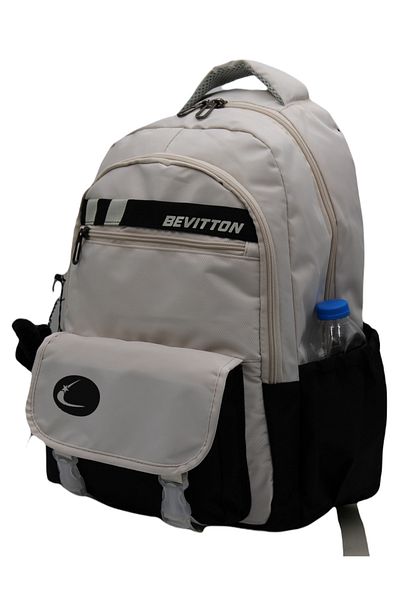 ÇantaExpress Σχολικό σακίδιο πλάτης Bevitton Beige-Black - Υδατοαπωθητικό Ύφασμα 34300
