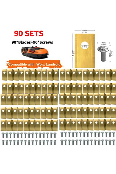 Choice 90pcs-gold Lawn Mower Cutting Blade Set Stainless Steel Mower Cutter Blade Single Hole Lawn Mower Bl