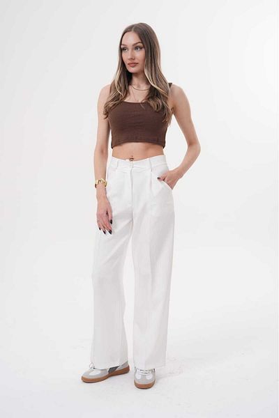 H&A İSTANBUL Women's New Season Pleated Fabric High Waist Palazzo Pants
