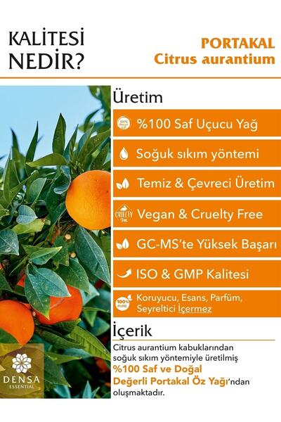Densa Essential Portakal Kabuğu Uçucu Yağı %100 Saf Doğal 10 ml Difüzör Buhurdanlık Uyumlu
