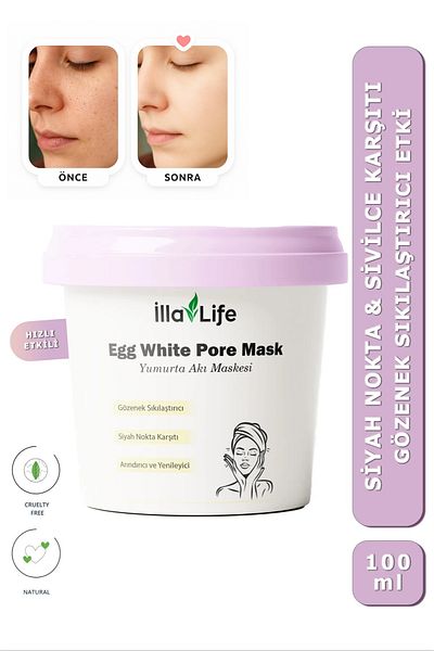 İlla Life Egg White Egg White Mask Blackhead Cleansing Pore Firming Natural Formula 100 ml