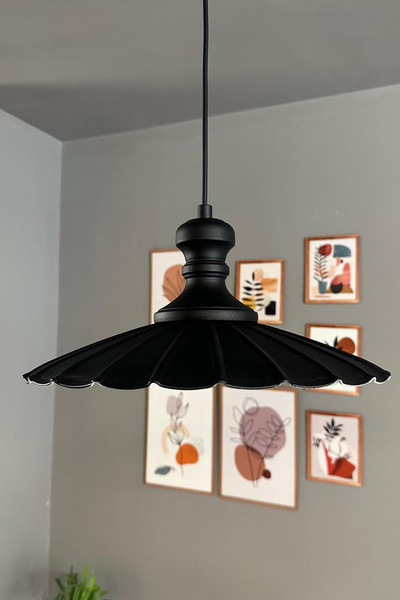 Bamyum Risso Metal Büyük Avize Siyah Tokmak Başlık Tekli Rustik Cafe Mutfak Modern Sarkıt Aydınlatma