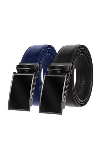 Bosskan 2'li Siyah - Lacivert Otomatik Tokalı Deliksiz Kemer