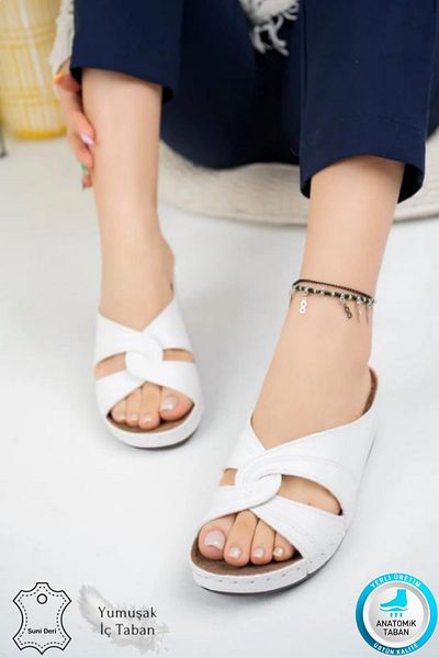 Neon Shoes Putu Cross Comfort Model Papuci ortopedici de zi cu zi pentru femeie de vârstă mijlocie Papuci de casă și de exterior