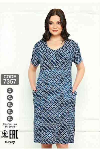 ROMEO LİFE Women's Plus Size Lycra Viscose Fabric Summer Dress 7357