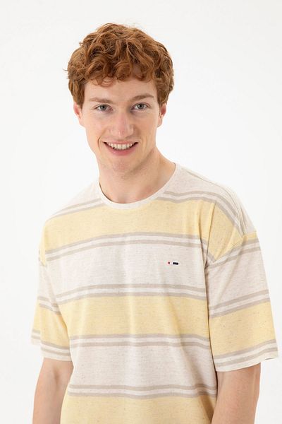 U.S. Polo Assn. US Polo AssnCrew Neck Striped Short Sleeve Saffron Men's 100% Cotton T-Shirt1827784