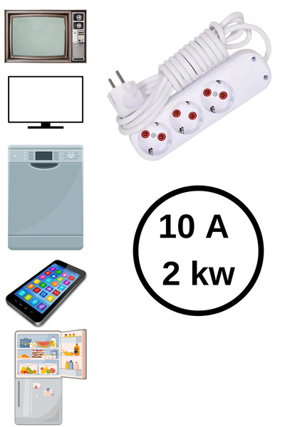 hırdawhat 5 Metre Kablolu Topraklı Ara Kablosu Uzatmalı Seyyar 3lü Grup Priz