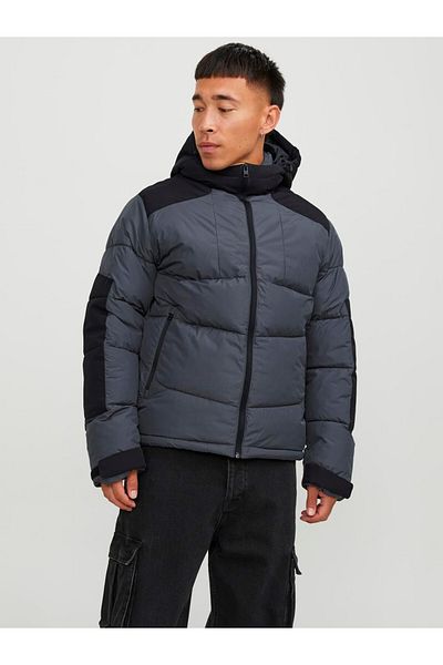 Jack & Jones Ανδρικό παλτό Jack&Jones 12214648   Γκρι-Μαύρο Μέγεθος L