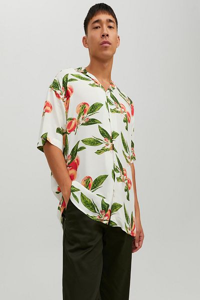 Jack & Jones Jack&jones κοντομάνικο λευκό ανδρικό πουκάμισο 12227625