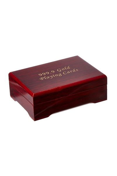 BLA BLA FOAM Gold-Plated Playing Cards, 100 DOLLARS, Premium Polymer, Wooden Box with Velvet Interior