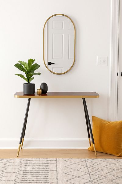 PixelsFurniture Pixel Furniture Console Table, Entryway with Wood Top and Metal Ends, Versatile