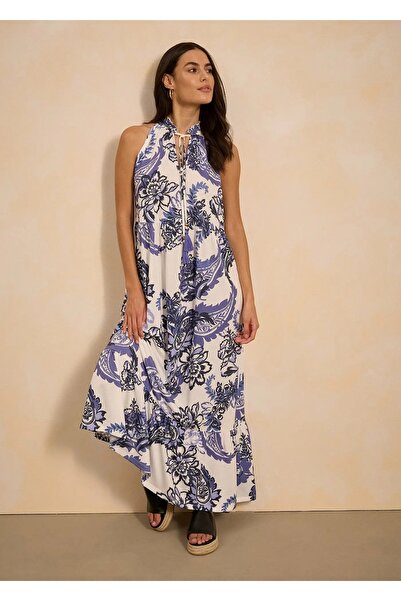 Şans Γυναικείο Φόρεμα Plus Size Λευκό με Floral Print 65N38980