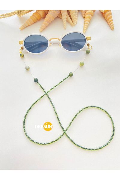 LiKESUN Jade Stone Women's Glasses Rope Glasses Chain