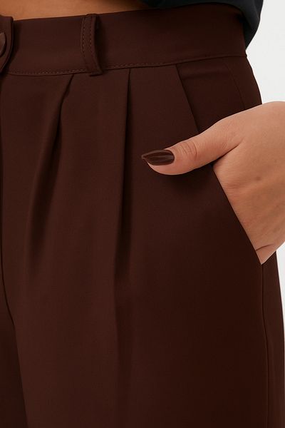 H&A İSTANBUL Women's Pleated brown Fabric high waist Palazzo Pants