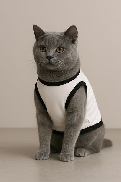 Monopetz Organic Fabric Cat and Dog Outfit - White Btsli [L Size]