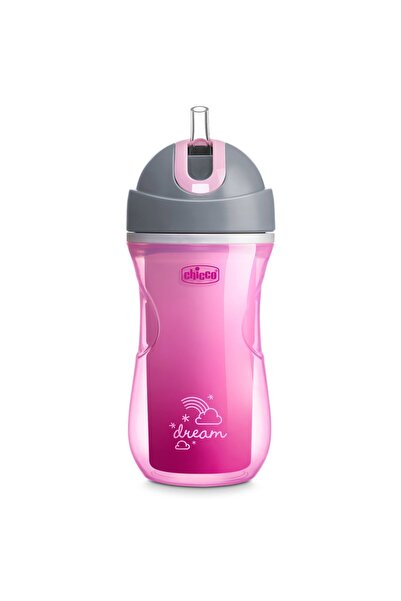 Chicco 266 ml Pink Water Bottle - 14+ Months Thermal Insulated with Straw (1 PC)