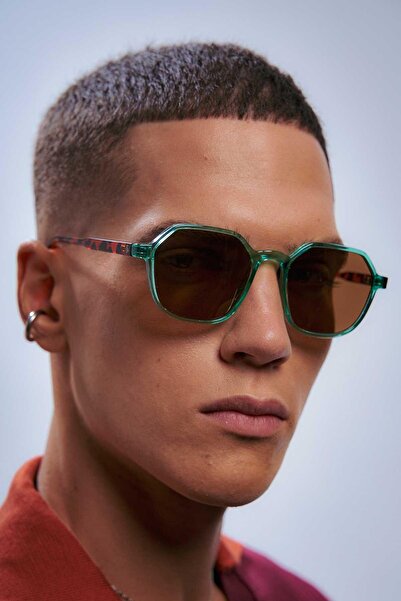 Bilge Karga Men's Sunglasses - Caesar Green Leopard Brown