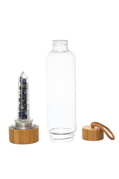 XTERRA Bottle with natural Angelite crystals for water energizing | 550 ml