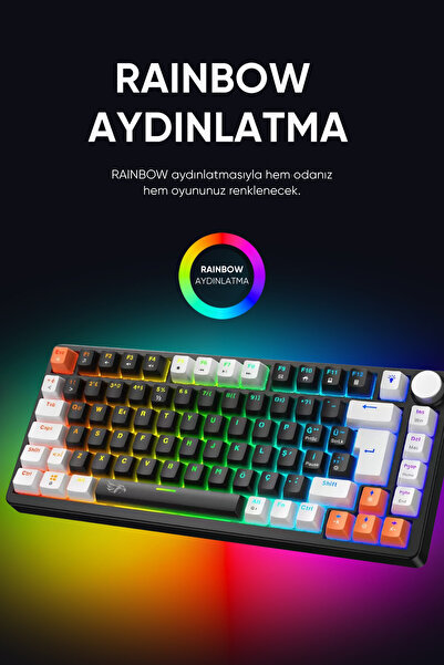 gameagle Strike Compact Mekanik Klavye Hot Swap Anti Ghosting Türkçe Örgü Kablo Oyuncu Klavyesi Siyah