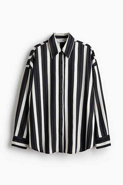 H&M Armürlü Dokuma Oversize Gömlek
