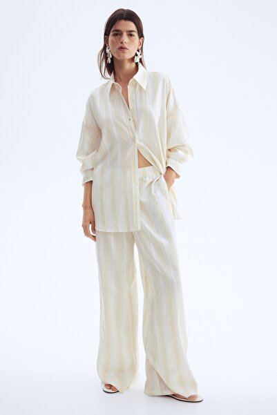 H&M Armürlü Dokuma Oversize Gömlek