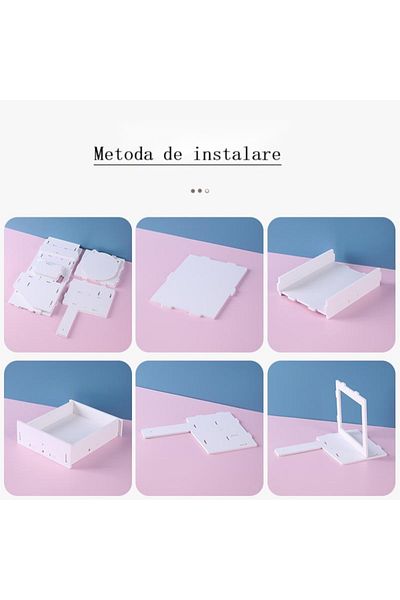 QGC Organizer for cosmetics with large compartments, drawers, and rotating butterfly mirror, 40x20x36cm