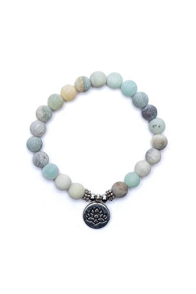 OEM BRĂȚARĂ | MALA | DIN CRISTALE NATURALE DE AMAZONIT ȘI SIMBOLUL LOTUS