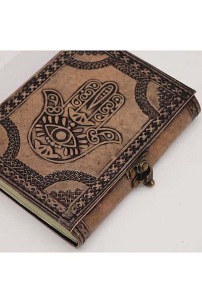 OEM JURNAL DIN PIELE | HANDMADE | HAMSA MÂNA FECIOAREI | 17 x 12,5 cm