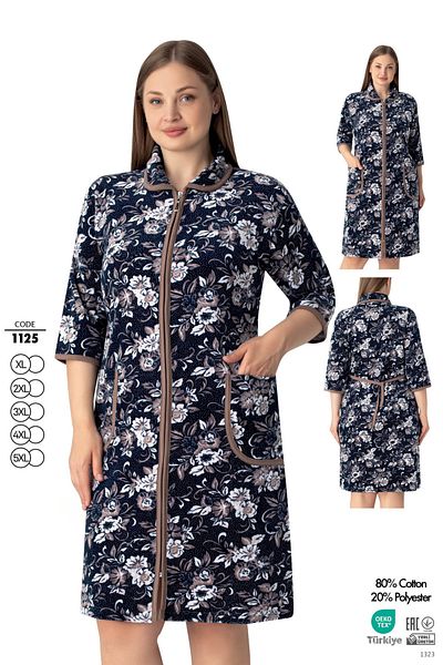 ROMEO LİFE Women's Plus Size Cotton Blend Velvet Zipper Dress 1125
