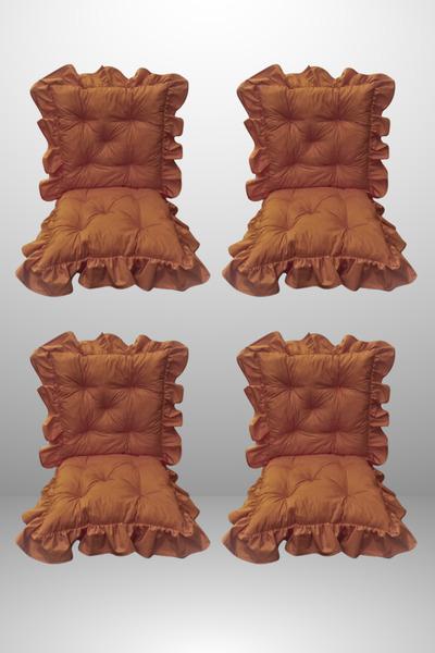 MoMMe Backed Fringed Chair Cushion 40X85 cm Brown Color