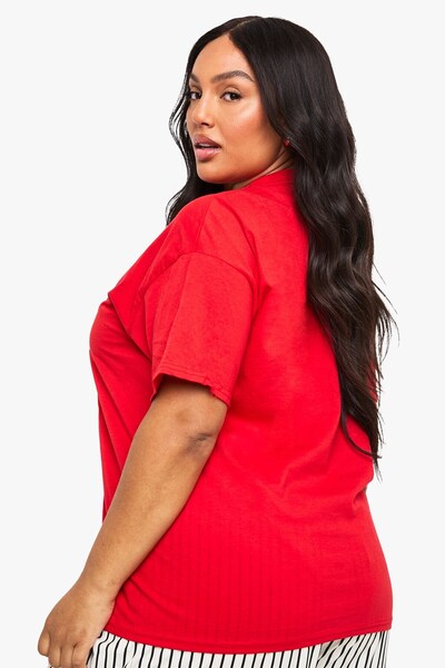 The Champ Clothing Plus Size Women's T-Shirt 100% Cotton Red Oversize Saint Tropez Summer Printed Summer Model