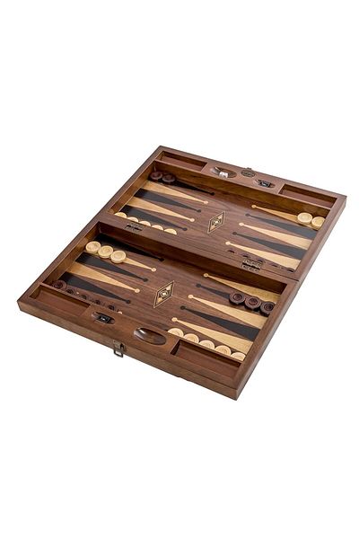 Helena Wooden Chess and Backgammon Set with Mother-of-Pearl Inlay