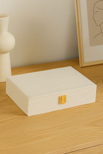 Ecrou Accesoriu Bijuterii Bej Organizator Bijuterie - Cutie Depozitare 18x28x7 cm
