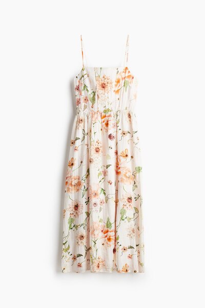 H&M Keten Karışımlı Midi Elbise