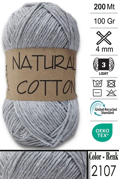 Diva İplik Diva Line Diva Natural Cotton 2107 Ανοιχτό Γκρι
