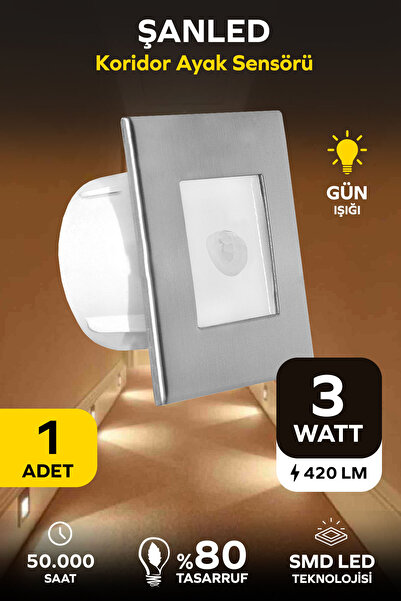 ŞANLED SENSÖRLÜ KORİDOR 3W SPOT LAMBA-1-2-5-10 ADET
