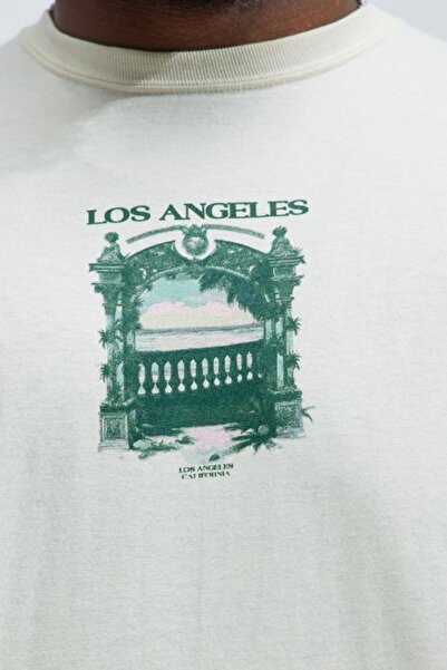 The Champ Clothing Plus Size Men's T-Shirt 100% Cotton Los Angeles Printed White Oversize Summer