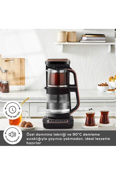 Karaca Caysever Sprechende Maschine, Stahl, Rosegold Teebereiter, Teekanne, Wasserkocher, Teekocher, W