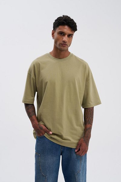 Machinist Tricou de bază pentru bărbați, super bumbac, verde mucegai