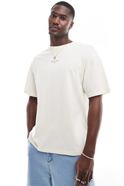 The Champ Clothing Large Size 100% Cotton Oversize Men's T-Shirt Tuscany Printed Summer Model