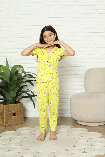 zahider pamuklu milan kumas kız cocuk pijama takımı