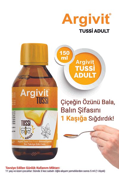 Argivit Tussi Adult - Syrup Containing Vitamin C, Zinc, Propolis, Ginger, Thyme, Cinnamon 150 ml