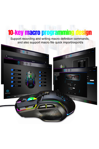 O.L by ODISSEY LIFE Ergonomic Mouse For Gaming & Office, 12800 Dpi 6 Levels, RGB Lighting, 10 Programmable Buttons