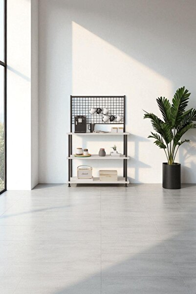 Mobitopya Çevir Kur Beyaz Raflı Kahve Köşesi Dolabı | Mutfak Düzenleyici, Stand, 71*134*35