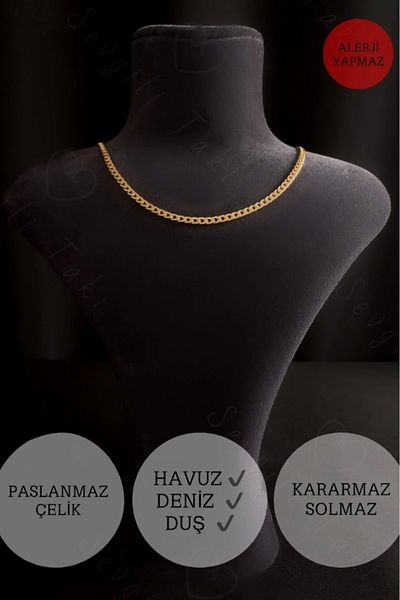 SEVGİLİ TAKI Choker Thin Plain Chain Gold Steel Necklace |   Choker Series