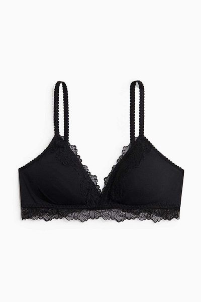 H&M Padded Soft Microfibre And Lace Bra