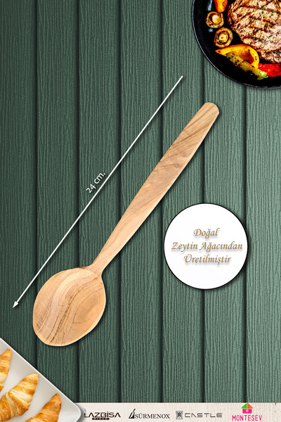 MONTESEV Zeytin Ağacı Ahşap Tahta Kaşık Seti ( Zeytin Ağacı ) Ağaç Kaşık