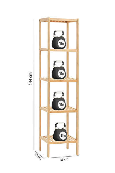Digithome Bambu 5 Raflı Çok Amaçlı Organizer Mutfak Rafı Banyo Düzenleyici Raf Mio-002